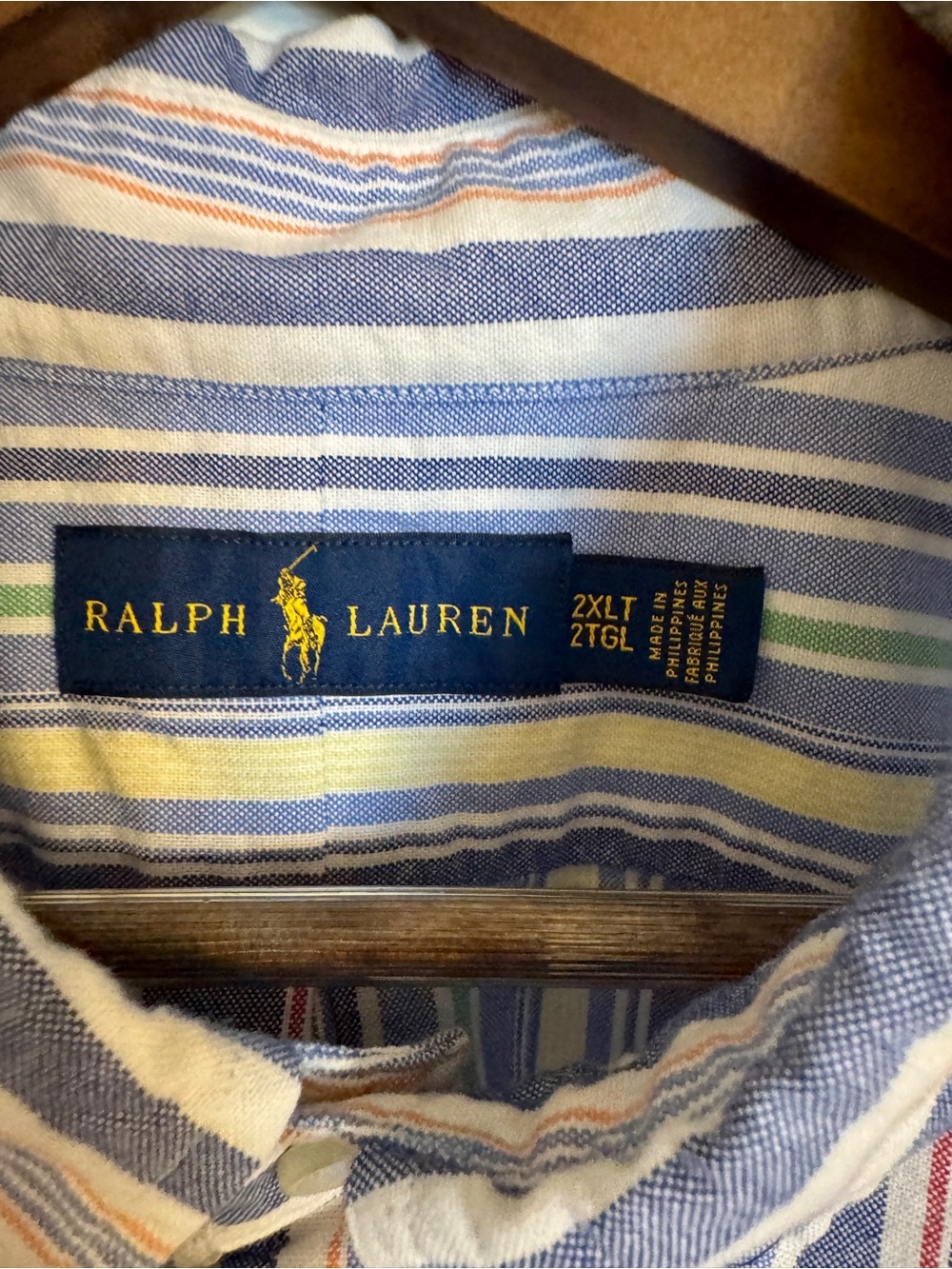 Ralph Lauren Men’s Blue, White & Green Multi-Stripe Button-Down Shirt - Picture 4 of 4